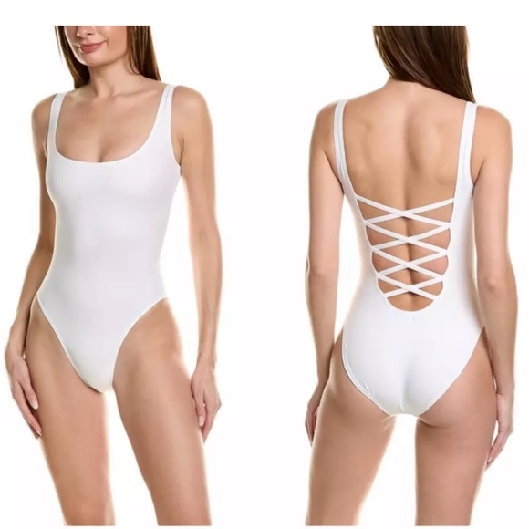 Norma Kamali X Mio White One-Piece Swimsuit with Crisscross Back - Picture 1 of 5